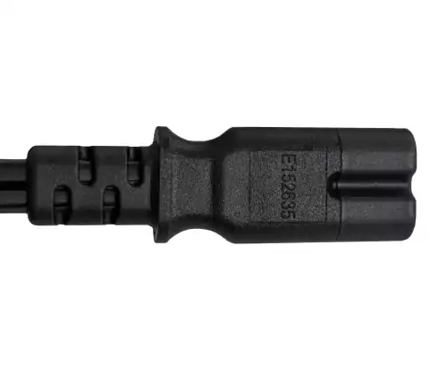 Netzkabel Amerika USA NEMA 1-15P, Typ A auf C7, AWG18, 7A, SPT, Zulassungen: UL/CSA, schwarz, Länge 1,80m