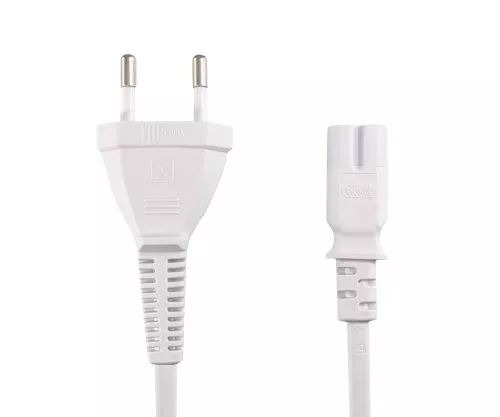 Napájecí kabel Euro zástrčka typ C na C7, 0,75 mm², Euro zástrčka/IEC 60320-C7, VDE, bílý, krabice DINIC s Euro otvorem, délka 2,00 m