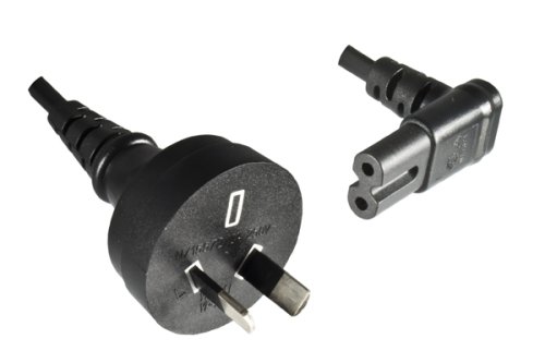 Cavo di rete Australia tipo I a C7 90° inferiore, 0,75 mm², SAA, nero, lunghezza 2,00 m