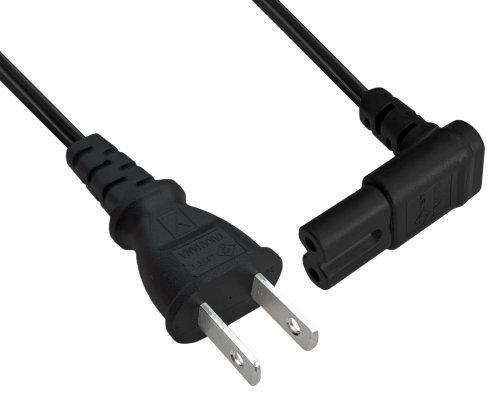 Omrežni kabel Japonska, tip A do C7 90° spodaj, homologacija: PSE, VFF, črn, dolžina 1,80 m