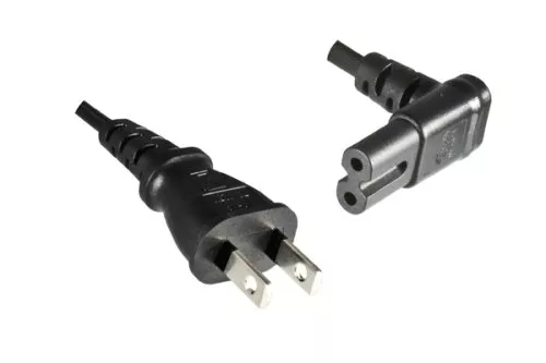 Power cord Japan type A to C7 90° bottom, approval: PSE, VFF, black, length 1,80m
