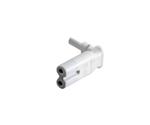 Eurostecker Typ C auf C7 90° unten, 0,75mm², VDE, weiß, Länge 2,00m