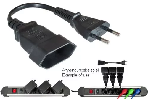 Practical Power Cable Extension (Euro Plug/Euro Socket) 0.20m