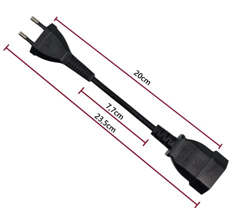 Practical Power Cable Extension (Euro Plug/Euro Socket) 0.20m