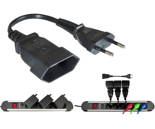 Practical Power Cable Extension (Euro Plug/Euro Socket) 0.20m