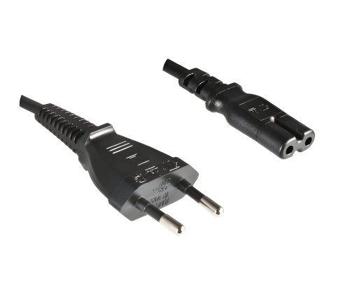 Netzkabel Eurostecker Typ C auf C7, 0,75mm², VDE, schwarz, Länge: 10,00m
