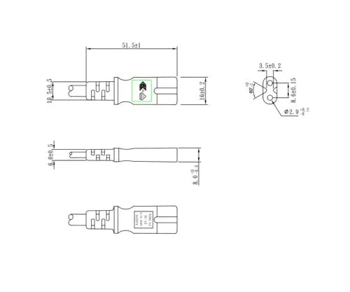 Power cable Euro plug type C to C7, 0.75mm², Euro plug/IEC 60320-C7, VDE, yellow, DINIC box with Euro hole, length 1.80m