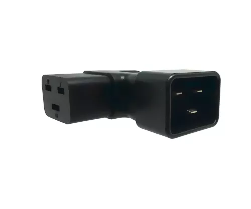 C19 to C20 angled mains adapter, YL-3318L-1 IEC 60320-C19/20 angled sideways, right/left