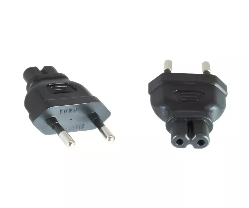 Power adapter, mains adapter C7 to CEE 7/16 Euro plug type C