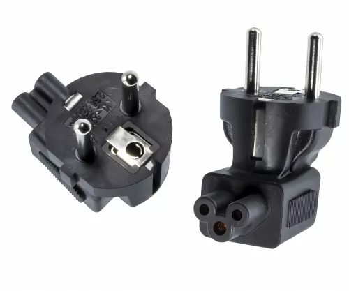 Voedingsadapter, netadapter CEE 7/7 naar C5 Mickey Mouse 90° Voedingsadapter, netadapter CEE 7/7 naar C5 Mickey Mouse 90°