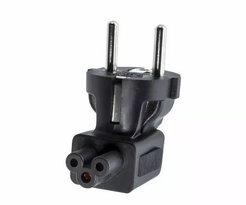 Voedingsadapter, netadapter CEE 7/7 naar C5 Mickey Mouse 90° Voedingsadapter, netadapter CEE 7/7 naar C5 Mickey Mouse 90°