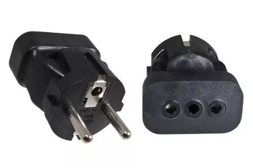 Adaptateur de courant Italie 3pin femelle sur CEE 7/7 mâle, YP-2245