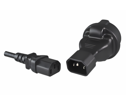 Strømadapter, nettadapter sikkerhetskontakt CEE 7/3 til C14 IEC-plugg, UPS-adapter, YL-3223