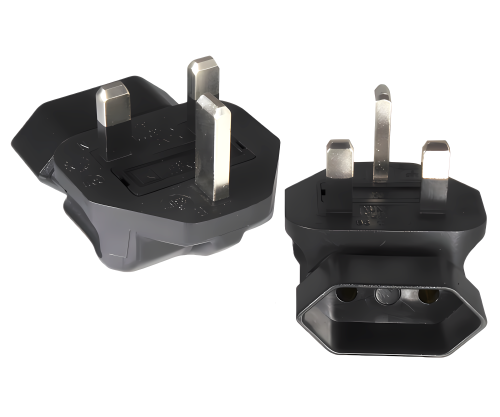 Adattatore di corrente Presa europea a 2 poli IEC 60320-C6 90° a spina inglese UK tipo G 3A, YL-6022L