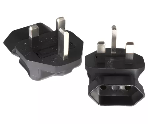 Power adapter Euro socket 2pin IEC 60320-C6 90° to England UK type G 3A plug, YL-6022L Power adapter Euro socket 2pin IEC 60320-C6 90° to England UK type G 3A plug, YL-6022L