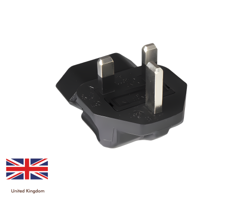 Adattatore di corrente Presa europea a 2 poli IEC 60320-C6 90° a spina inglese UK tipo G 3A, YL-6022L