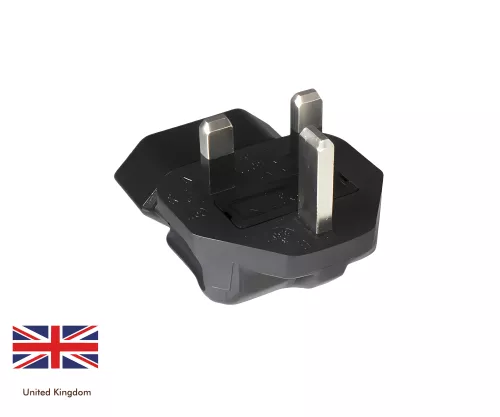 Power adapter Euro socket 2pin IEC 60320-C6 90° to England UK type G 3A plug, YL-6022L Power adapter Euro socket 2pin IEC 60320-C6 90° to England UK type G 3A plug, YL-6022L