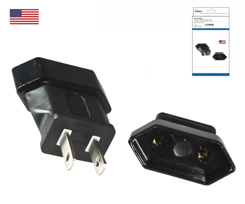 Power adapter America Europlug to USA/Japan US Nema 1-15P St./Europlug EN50075 Bu., DINIC box with Eurohole