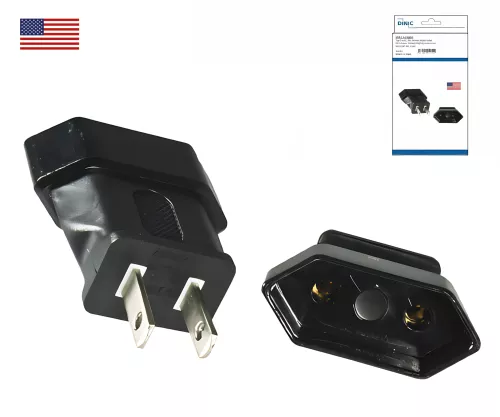 Adattatore di alimentazione America Europlug a USA/Giappone US Nema 1-15P St./Europlug EN50075 Bu., scatola DINIC con foro Euro.
