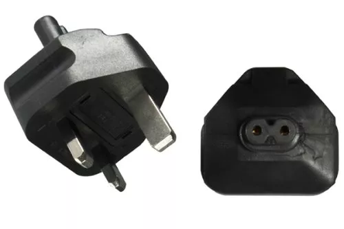 Stromadapter England IEC 60320-C7 Buchse auf UK Typ G (BS1363) Stecker, 3A, YL-6013