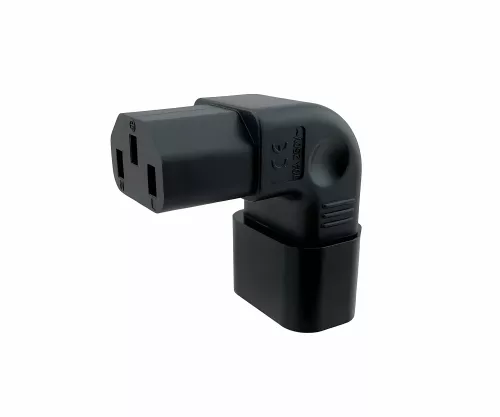 C13 to C14 angled mains adapter, YL-3212L-2 IEC 60320-C13/14 horizontal angled, top/bottom