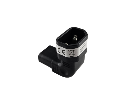 C13 til C14 vinklet nettadapter, YL-3212L-2 IEC 60320-C13/14 horisontalt vinklet, topp/ bunn