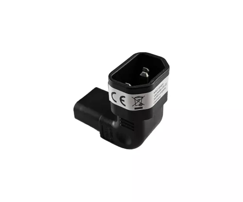 C13 to C14 angled mains adapter, YL-3212L-2 IEC 60320-C13/14 horizontal angled, top/bottom