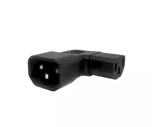 C13 to C14 angled mains adapter, YL-3212L IEC 60320-C13/14 angled sideways, left/right