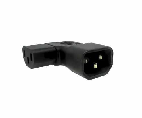 C13 to C14 angled mains adapter, YL-3212L-1 IEC 60320-C13/14 angled sideways, left/right