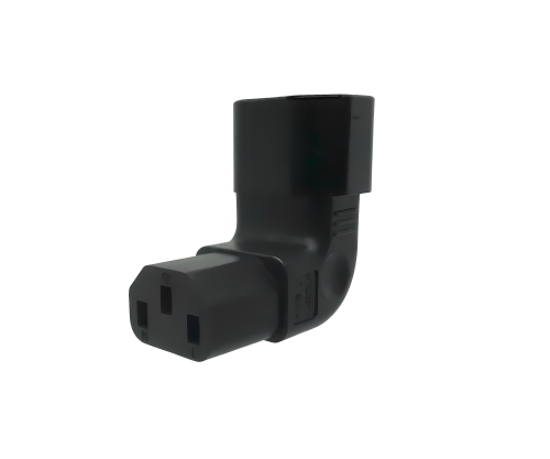 C13 to C14 angled mains adapter, YL-3212L-3 IEC 60320-C13/14 horizontal angled, top/bottom