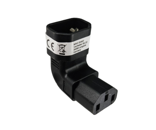 C13 til C14 vinklet nettadapter, YL-3212L-3 IEC 60320-C13/14 horisontal vinklet, topp/bundt