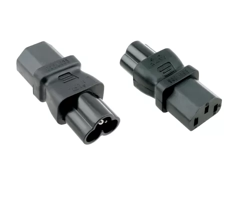 Power adapter, mains adapter C13 to C6 Mickey Mouse plug