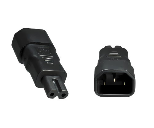 hálózati adapter, hálózati adapter Euro-8 kisgép dugó C7-es aljzatból C14-es IEC dugóba, csatlakozó, átalakító
