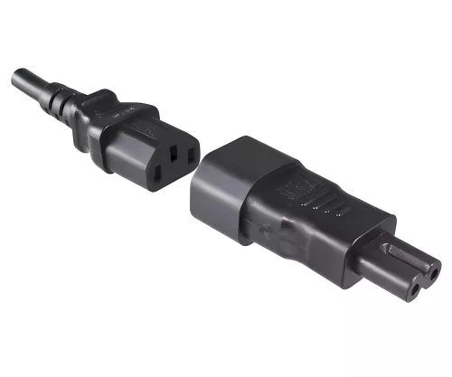 hálózati adapter, hálózati adapter Euro-8 kisgép dugó C7-es aljzatból C14-es IEC dugóba, csatlakozó, átalakító