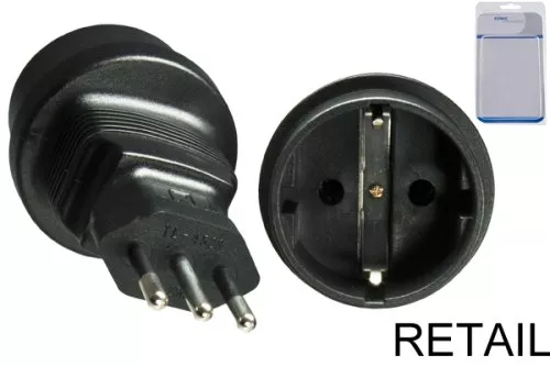 Power adapter Italy CEE 7/3 female to ITA 3pin male type L, YL-4523, DINIC Blister