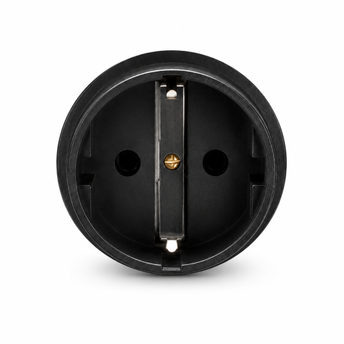Adaptador de corrente Itália CEE 7/3 para ITA tipo L Tomada CEE 7/3/ficha ITA de 3 pinos tipo L, preto, caixa DINIC com orifício europeu