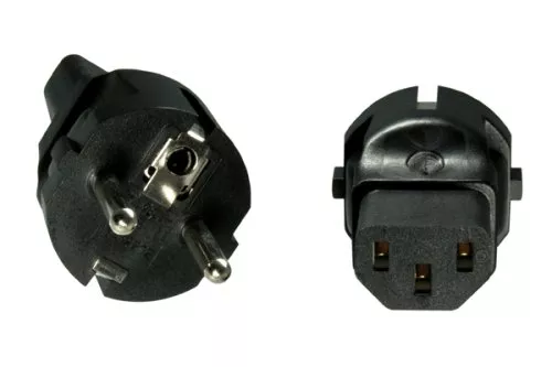 Power adapter, power adapter cold device plug C13 to CEE 7/7 safety plug (Schuko)