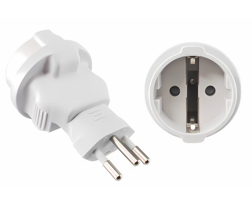 Power adapter Switzerland CEE 7/3 socket to CHE type J 10A 10A fuse, white