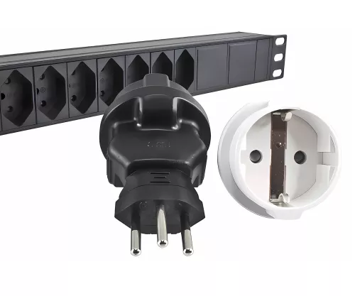 Power adapter Switzerland CEE 7/3 socket to CHE type J