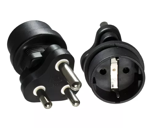Power adapter South Africa/India CEE 7/3 socket to ZAF 3pin plug type M, YL-8023