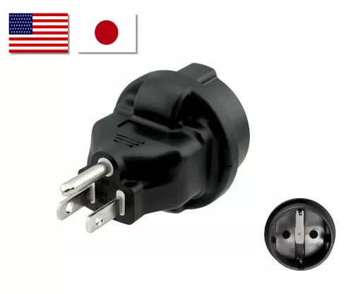 Stromadapter Amerika CEE 7/3 Buchse auf NEMA 5-15P 3pin Stecker Typ B, YL-1223