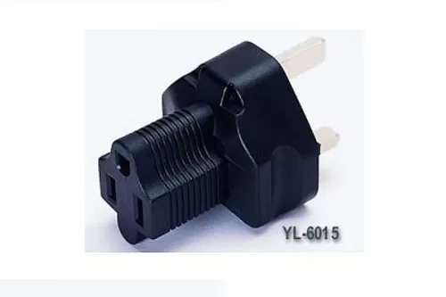 Power adapter UK 5 amp fused male to USA 3 pin female NEMA 5-15P, YL-6015