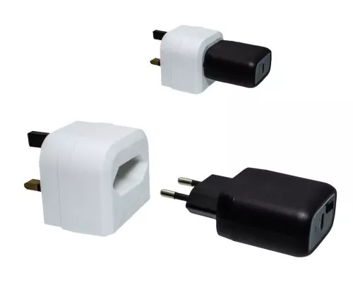 Power adapter EU power supply to UK type G plug, 3A, white