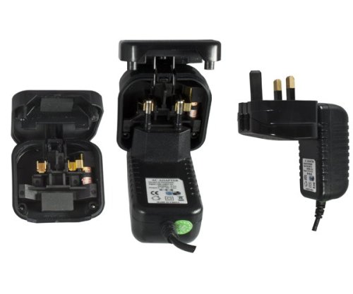 Stromadapter EU Netzteil auf UK Typ G Stecker, 3A, verschraubt, schwarz, PCP