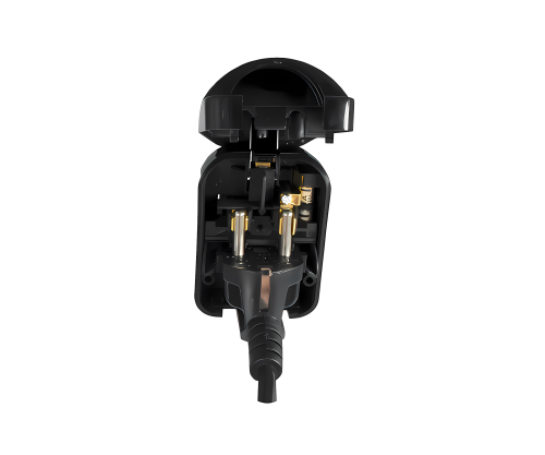 Adaptador de corriente de toma CEE 7/3 a clavija UK tipo G, 10A, con rosca, negro