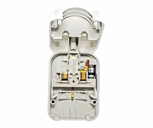 Adaptateur de courant CEE 7/3 femelle sur UK type G mâle, 13A, vissé, blanc