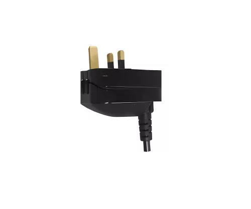 Stromadapter CEE 7/3 Buchse auf UK Typ G Stecker, 5A, verschraubt, schwarz