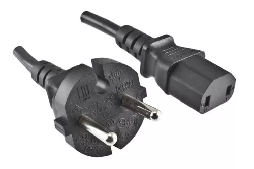Power cord Europe CEE 7/17 to C17, 1mm², contour plug, VDE, black, length 2.00m