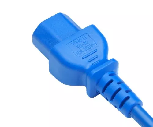 Cable para aparatos calientes C14 a C15, 1mm², H05V2V2F3G 1mm², prolongación, 1,00m, azul