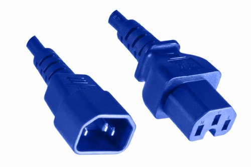 Warm appliance cable C14 to C15, 1mm², H05V2V2F3G 1mm², extension, 2.00m, blue